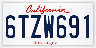 CA license plate 6TZW691