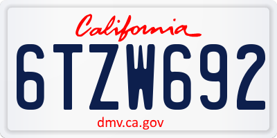 CA license plate 6TZW692