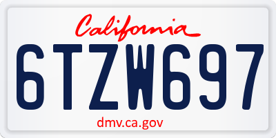 CA license plate 6TZW697