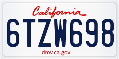 CA license plate 6TZW698