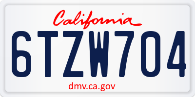 CA license plate 6TZW704