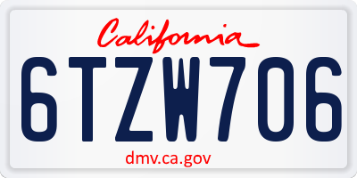 CA license plate 6TZW706