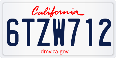 CA license plate 6TZW712