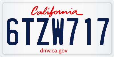 CA license plate 6TZW717