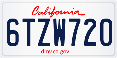 CA license plate 6TZW720