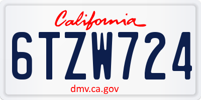 CA license plate 6TZW724