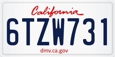 CA license plate 6TZW731