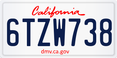 CA license plate 6TZW738