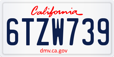 CA license plate 6TZW739