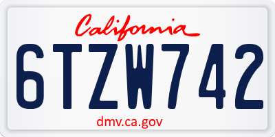 CA license plate 6TZW742