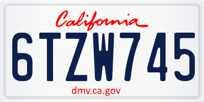 CA license plate 6TZW745