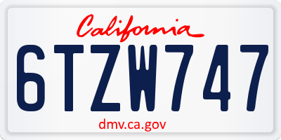 CA license plate 6TZW747