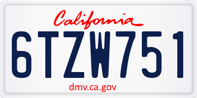CA license plate 6TZW751