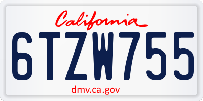 CA license plate 6TZW755