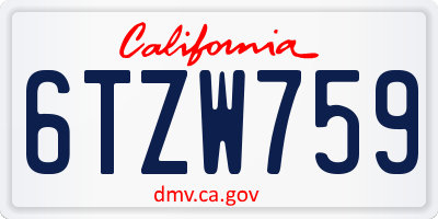 CA license plate 6TZW759