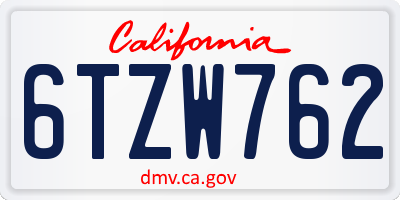 CA license plate 6TZW762