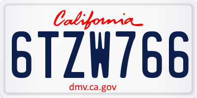 CA license plate 6TZW766