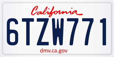 CA license plate 6TZW771
