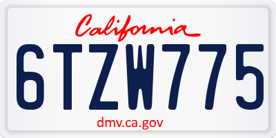 CA license plate 6TZW775