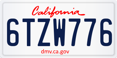 CA license plate 6TZW776