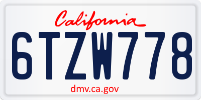 CA license plate 6TZW778