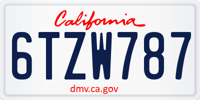 CA license plate 6TZW787