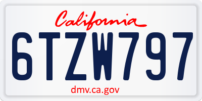 CA license plate 6TZW797
