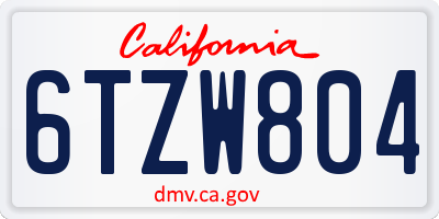 CA license plate 6TZW804