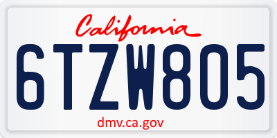 CA license plate 6TZW805