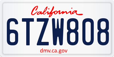 CA license plate 6TZW808