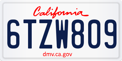 CA license plate 6TZW809
