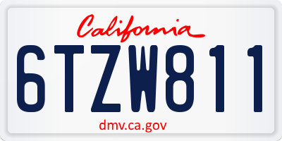 CA license plate 6TZW811
