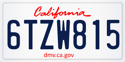 CA license plate 6TZW815