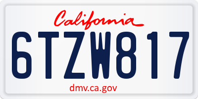 CA license plate 6TZW817