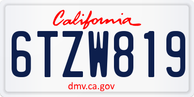 CA license plate 6TZW819
