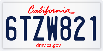 CA license plate 6TZW821