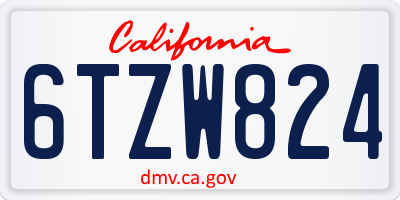 CA license plate 6TZW824