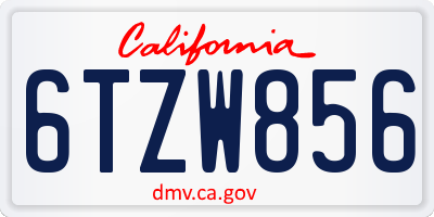 CA license plate 6TZW856
