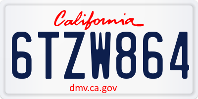 CA license plate 6TZW864