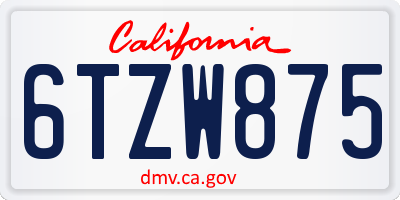 CA license plate 6TZW875