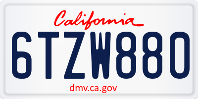 CA license plate 6TZW880
