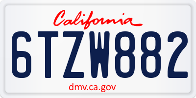CA license plate 6TZW882