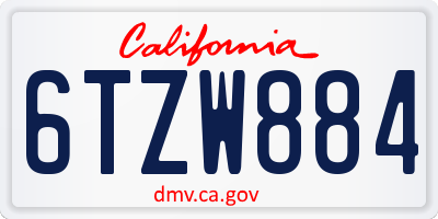 CA license plate 6TZW884