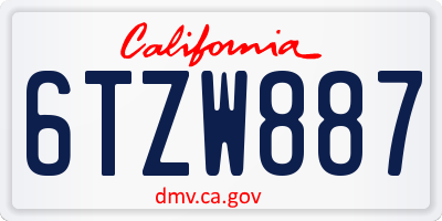 CA license plate 6TZW887
