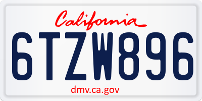 CA license plate 6TZW896