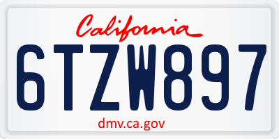CA license plate 6TZW897