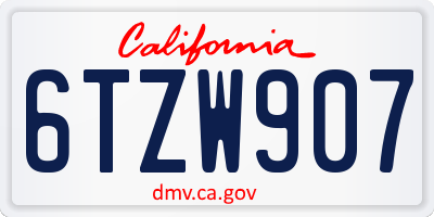 CA license plate 6TZW907