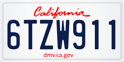 CA license plate 6TZW911