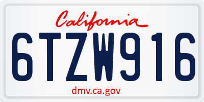 CA license plate 6TZW916
