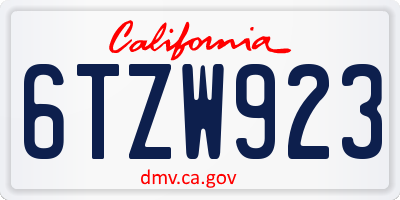 CA license plate 6TZW923